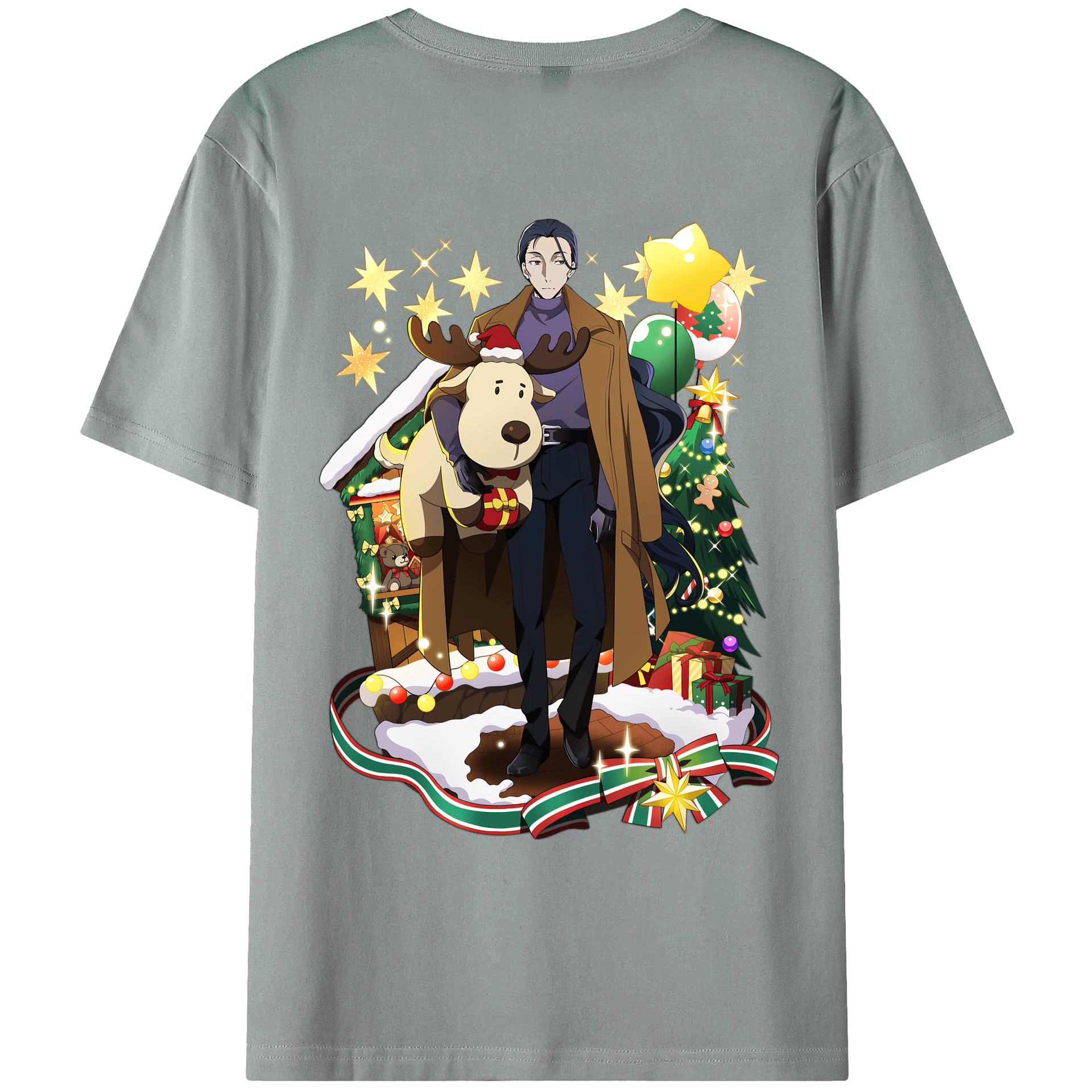 （画像用） 文豪ストレイドッグス Bungo Stray Dogs 綿100％ メンズ半袖Tシャツ（バックプリント） 通気性